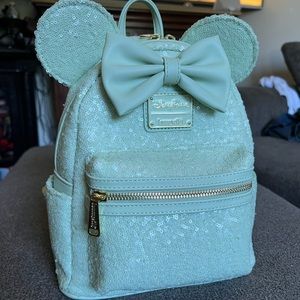 Loungefly Minnie Mouse mint sequin glitter backpack
